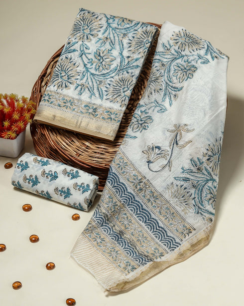 Floral Jaal Print Mahshwari Silk Suit Set (MSL15)